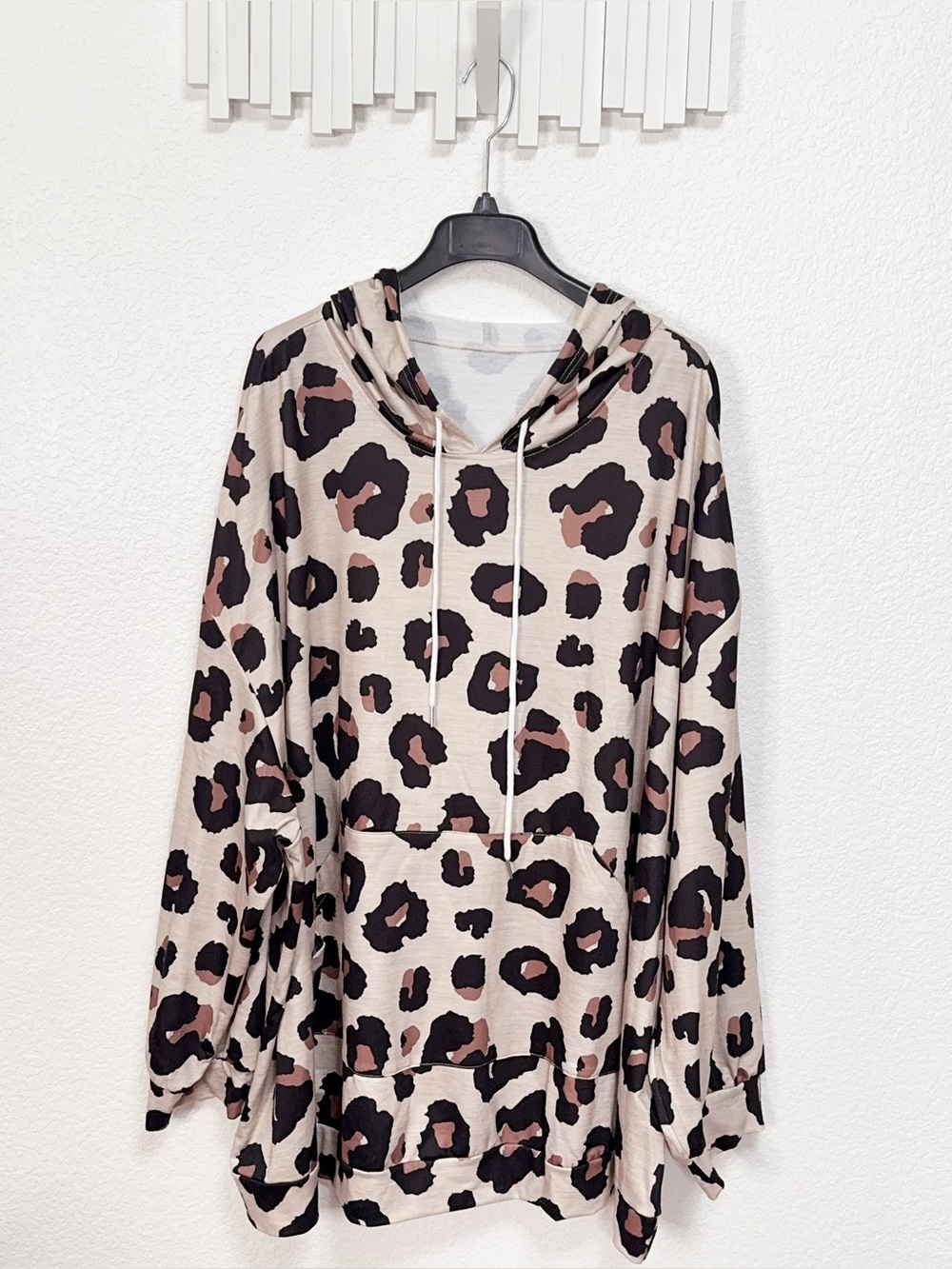 SHEIN Curve Leopard Print Longline Zip Up Hoodie Jacket Plus Size 8XL